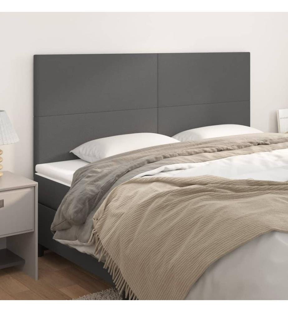 Kopfteil Grau 200x5x118/128 cm Kunstleder
