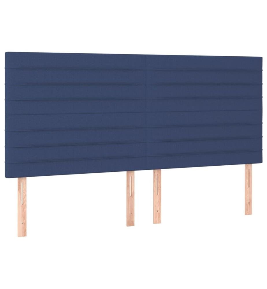 Tête de lit Bleu 200x5x118/128 cm Tissu