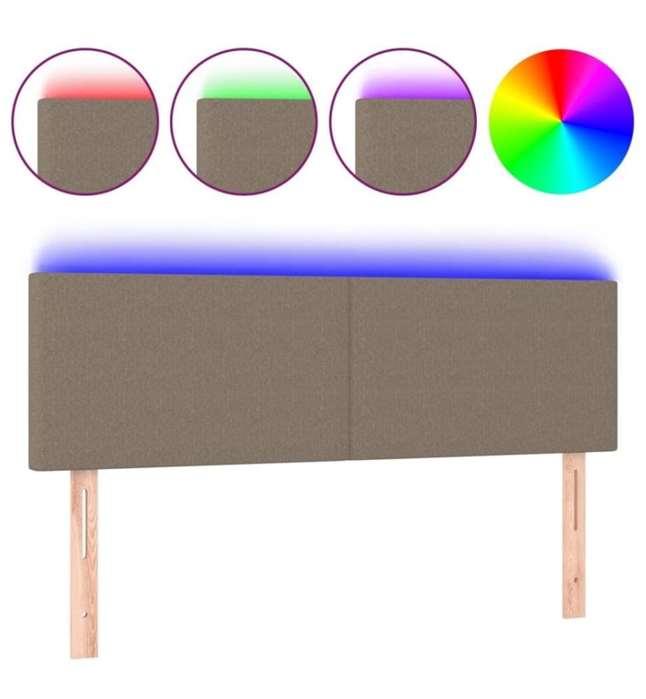 Tête de lit à LED Taupe 144x5x78/88 cm Tissu