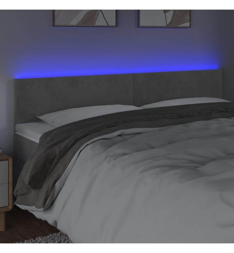 Tête de lit à LED Gris clair 200x5x78/88 cm Velours