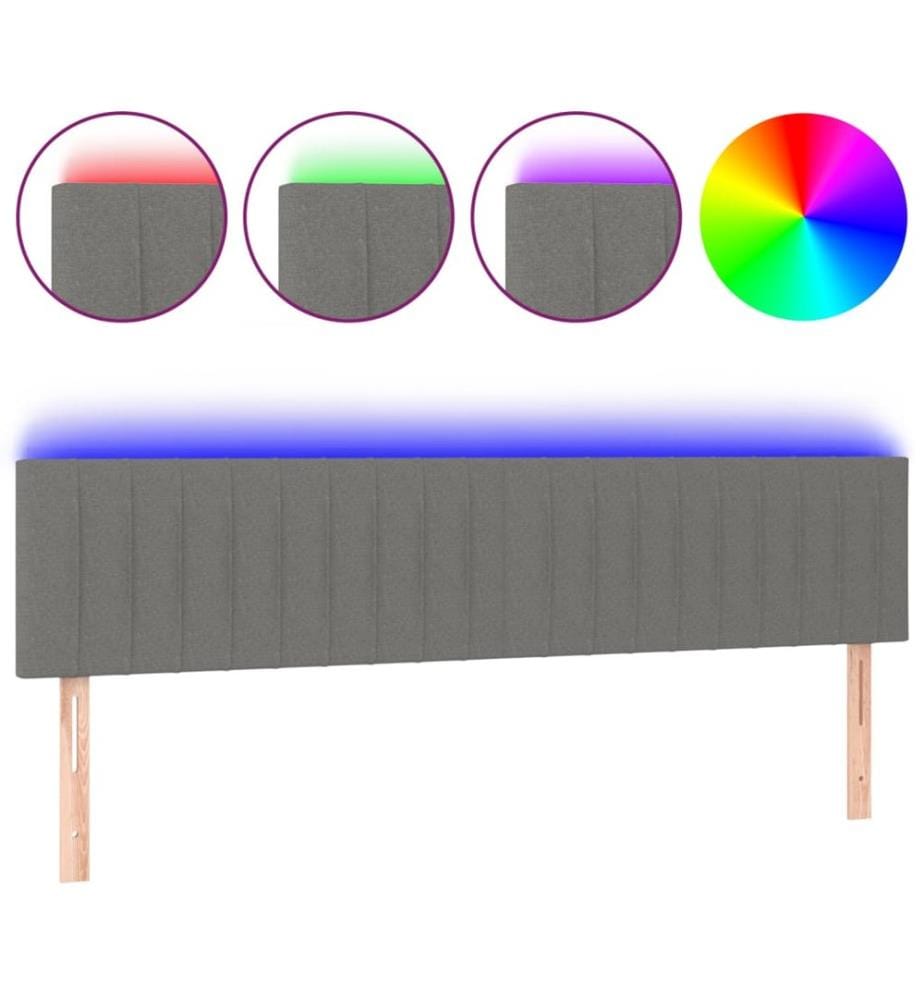 Tête de lit à LED Gris foncé 160x5x78/88 cm Tissu