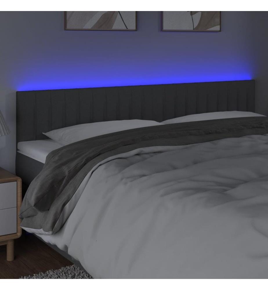 Tête de lit à LED Gris foncé 160x5x78/88 cm Tissu