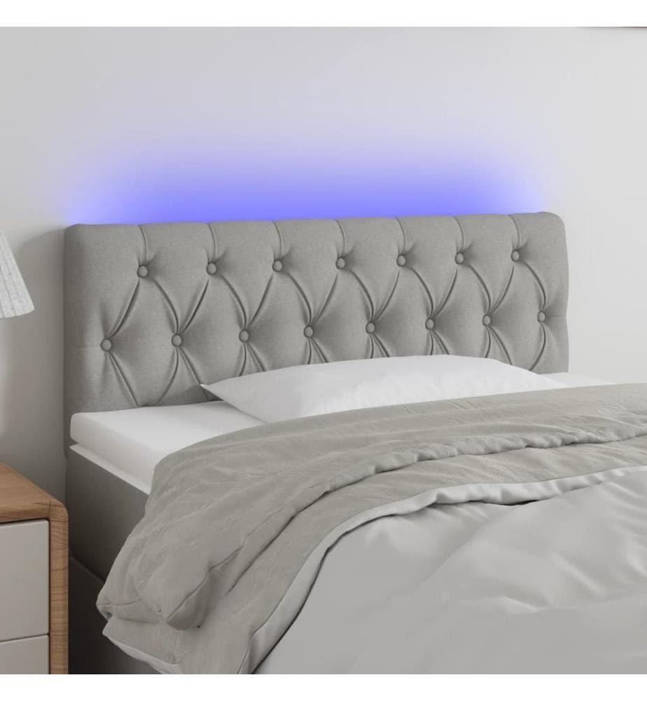 Tête de lit à LED Gris clair 100x7x78/88 cm Tissu