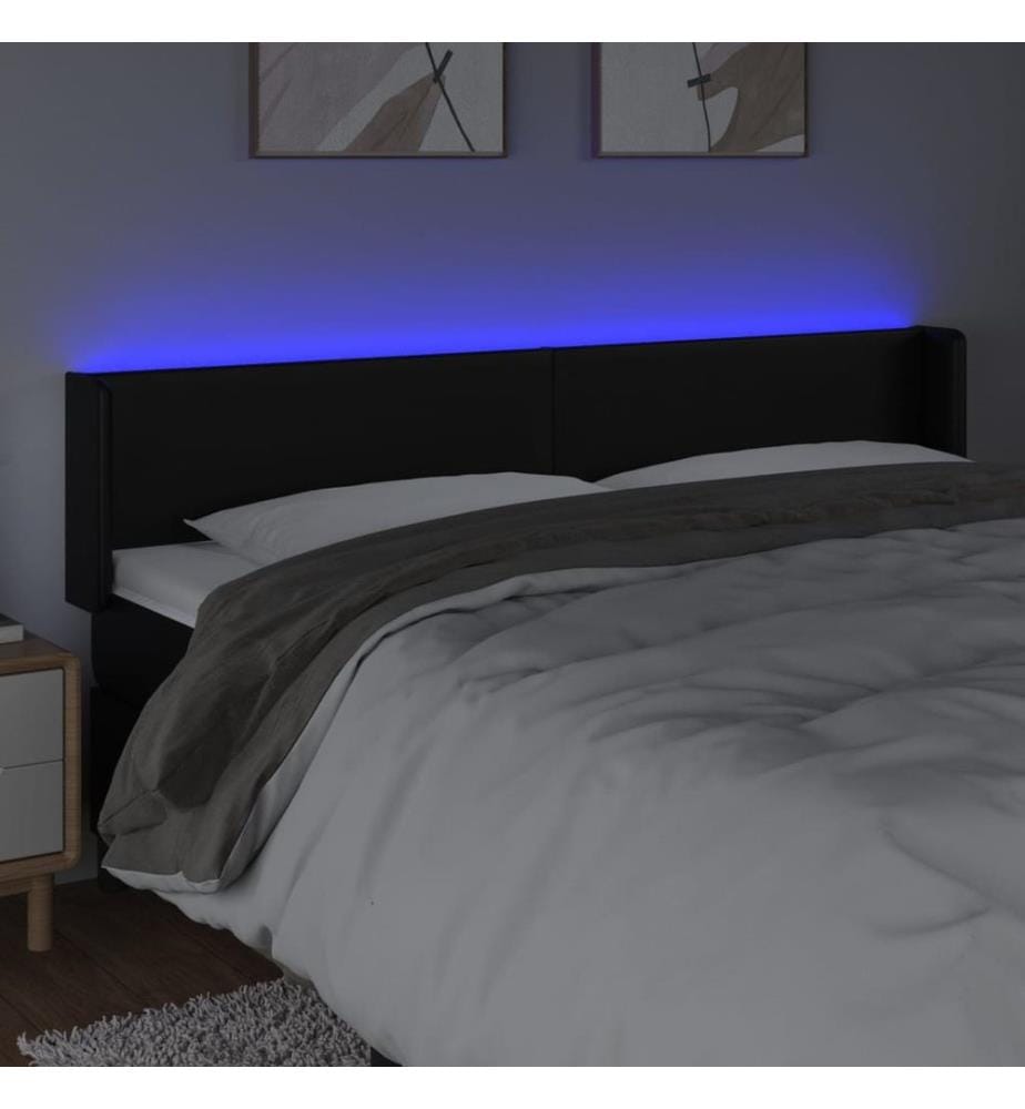 Tête de lit à LED Noir 183x16x78/88 cm Similicuir