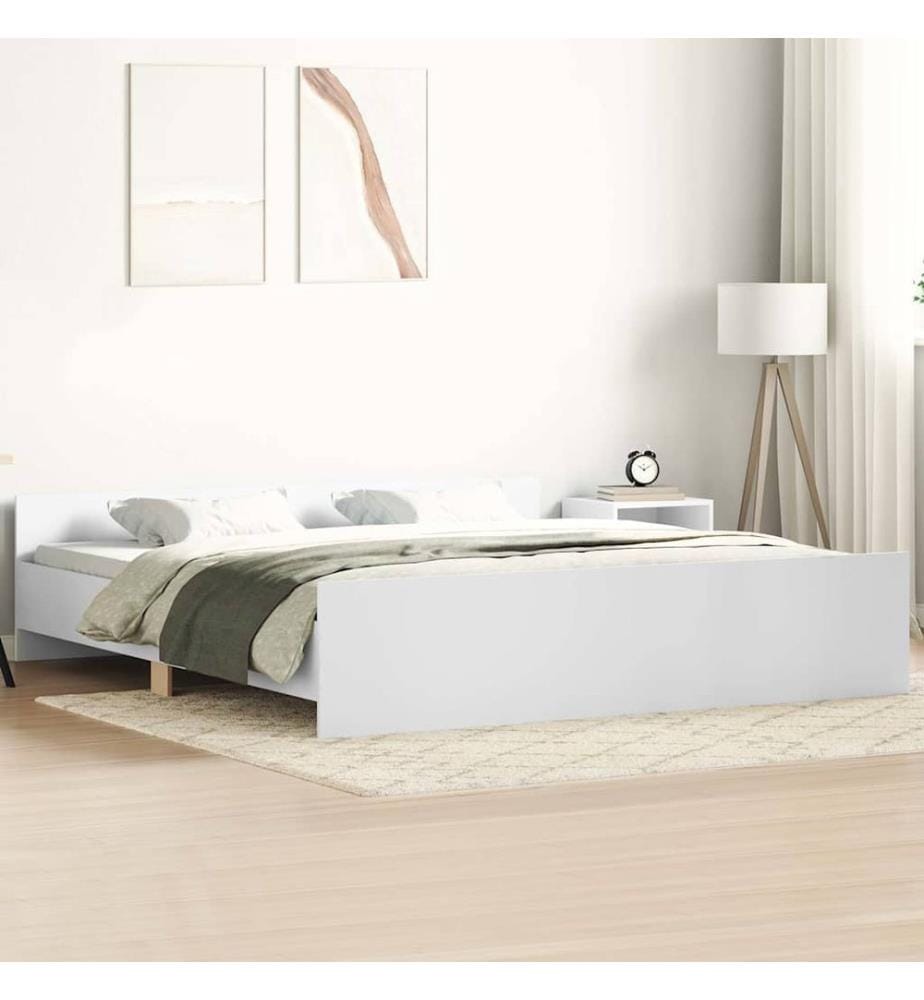Bettgestell mit Kopf- und Fussteil Weiss 160x200 cm