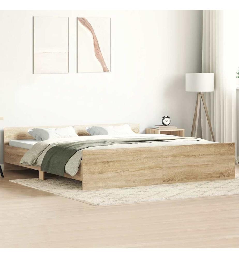 Bettgestell mit Kopf- und Fussteil Sonoma-Eiche 180x200 cm