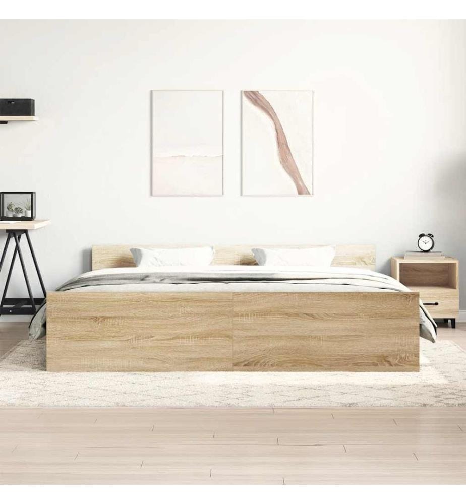 Bettgestell mit Kopf- und Fussteil Sonoma-Eiche 180x200 cm
