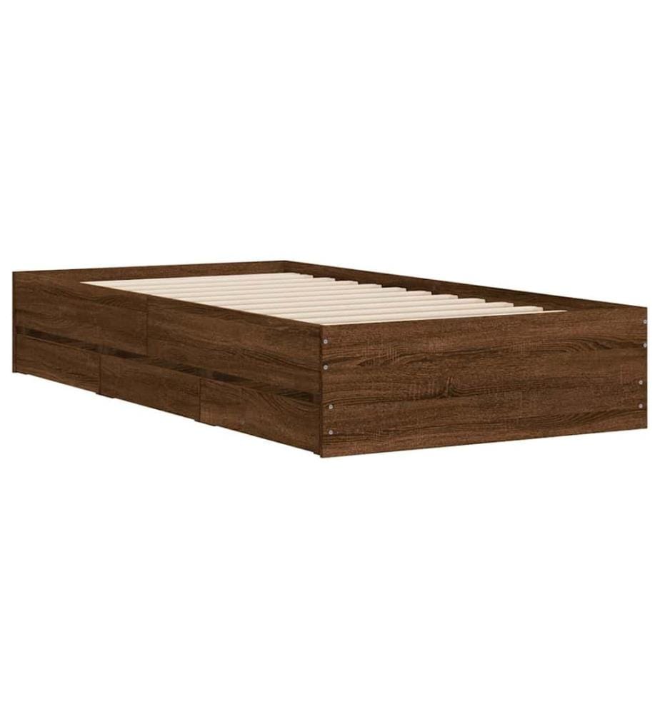 Bettgestell mit Schubladen Braun Eichen-Optik 90x200 cm
