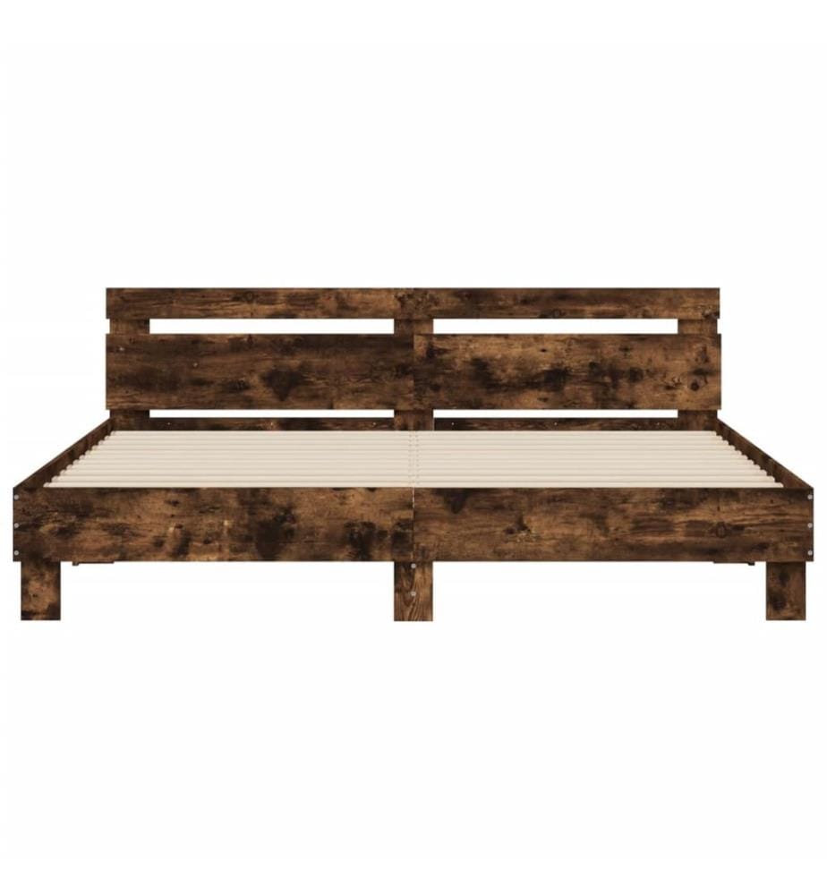 Bettgestell mit Kopfteil Räuchereiche 200x200 cm Holzwerkstoff