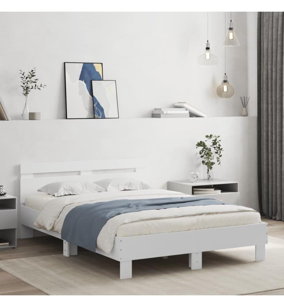 Bettgestell mit Kopfteil Weiss 120x200 cm Holzwerkstoff