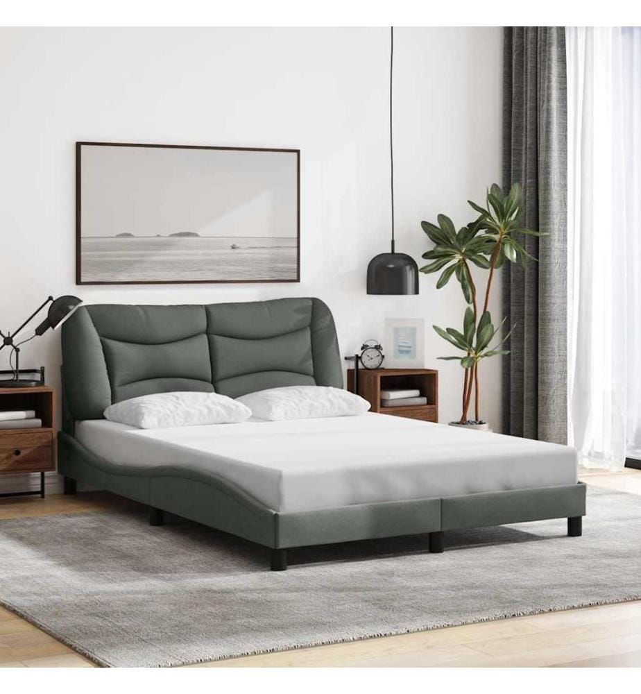 Cadre de lit sans matelas Hvar gris foncé 140x200 cm tissu