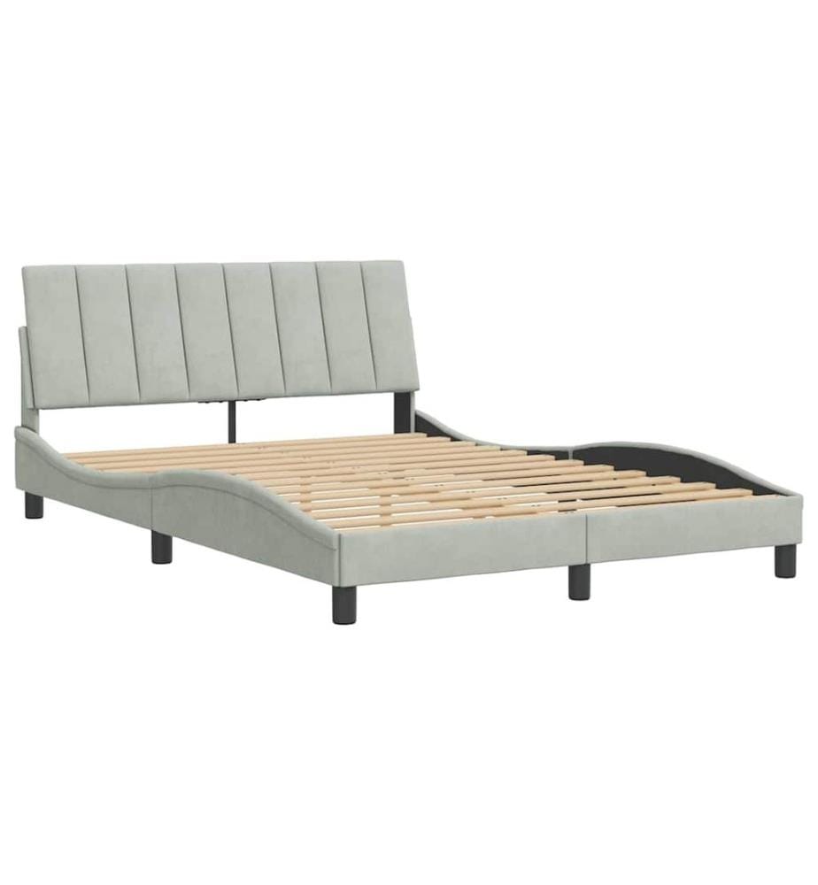 Cadre de lit sans matelas Hanko gris clair 140x200 cm velours