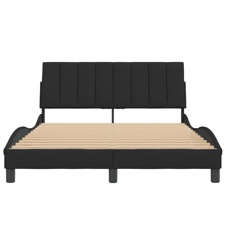 Cadre de lit sans matelas Hanko noir 140x200 cm velours