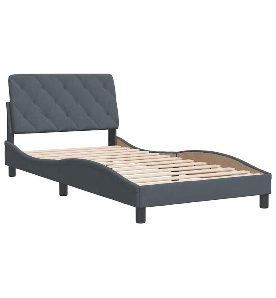 Cadre de lit sans matelas gris foncé 100x200 cm velours