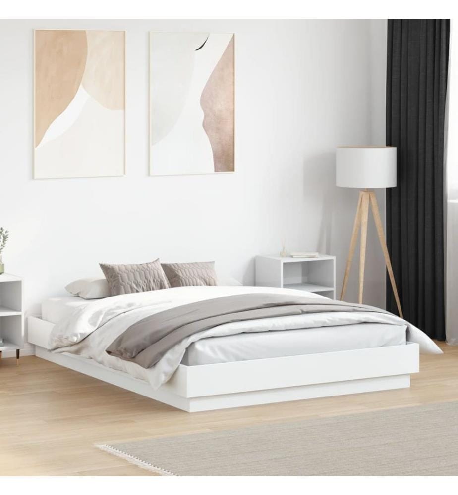 Cadre de lit sans matelas blanc 140x190 cm