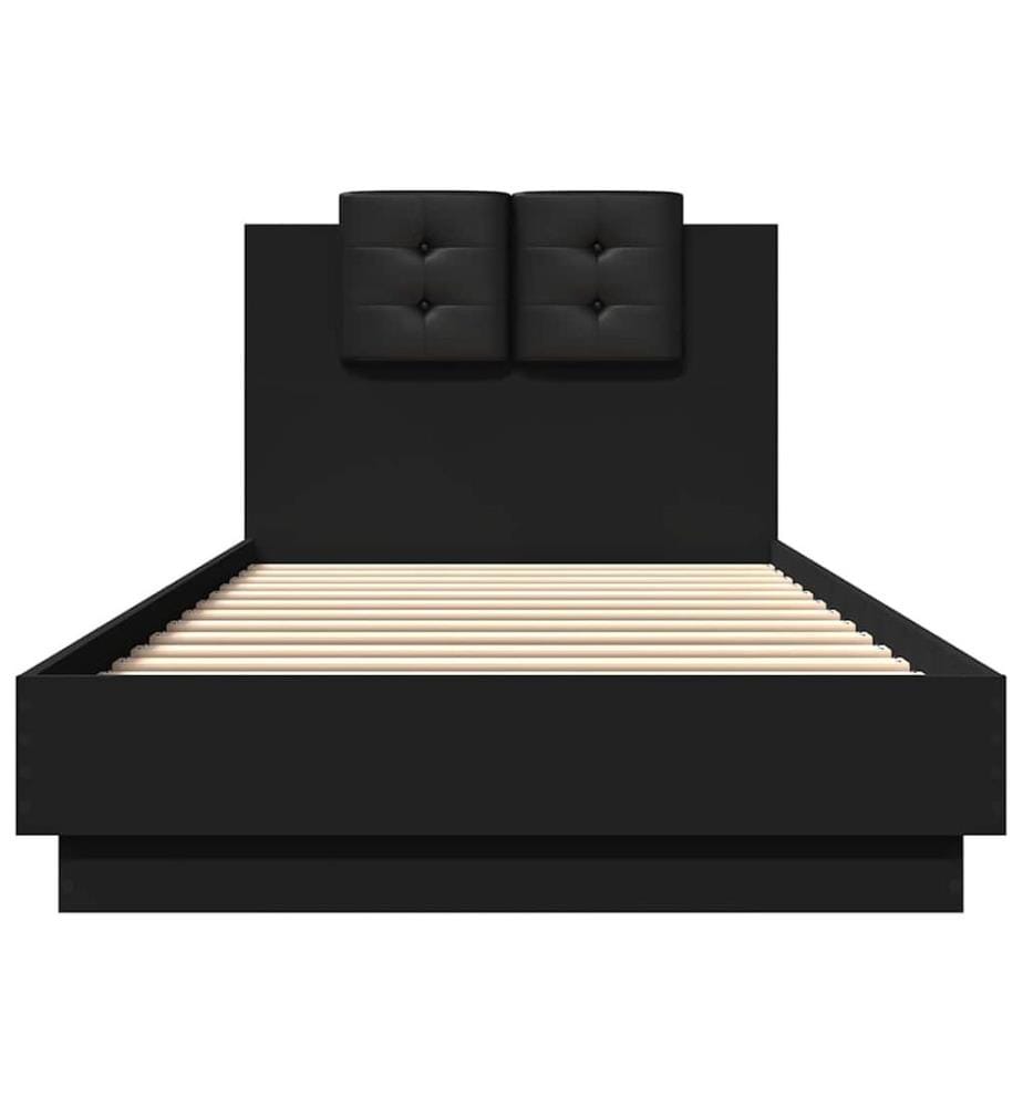 Bettgestell mit Kopfteil Schwarz 90x200 cm Holzwerkstoff