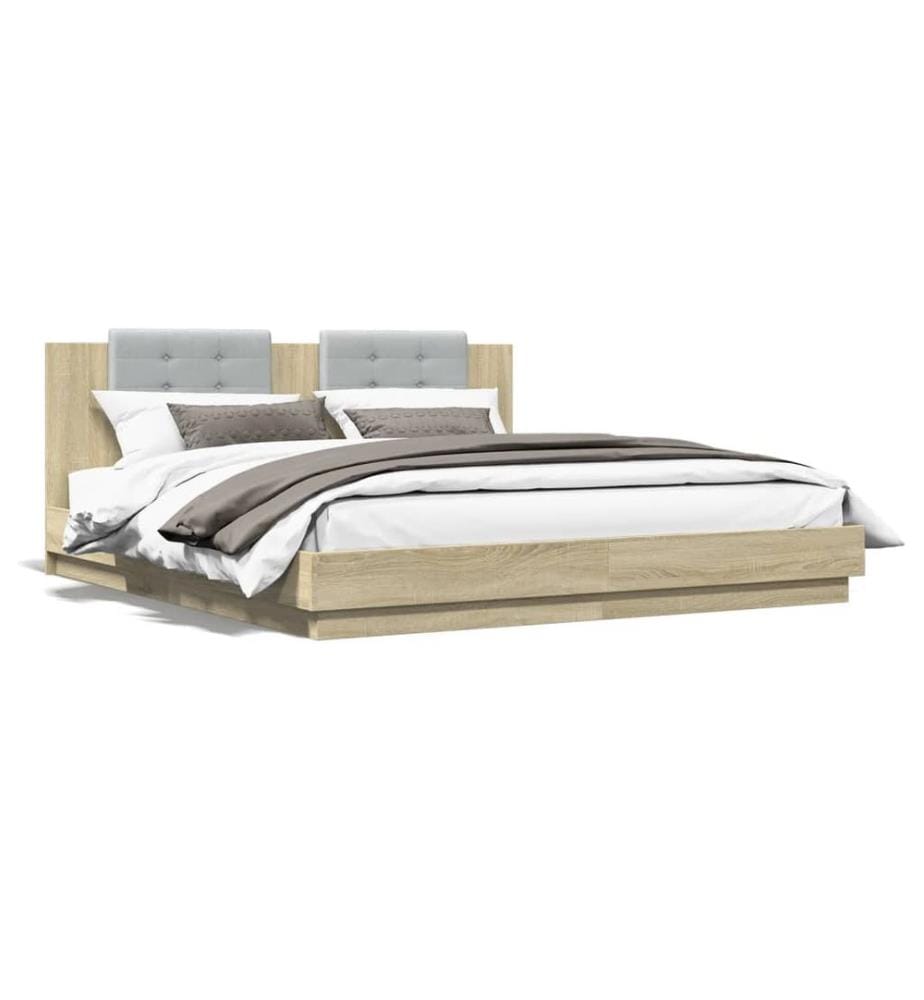 Cadre de lit avec LED sans matelas chêne sonoma 160x200 cm