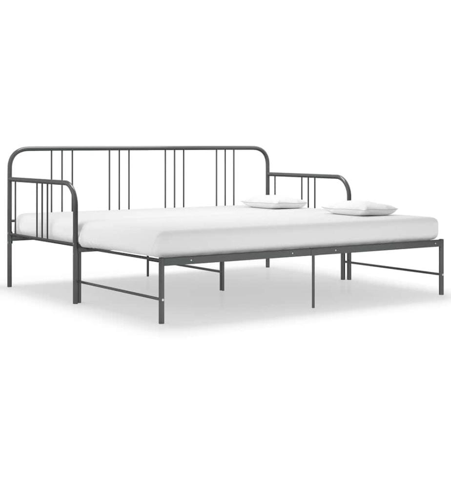 Cadre de canapé-lit extensible sans matelas gris métal 90x200cm