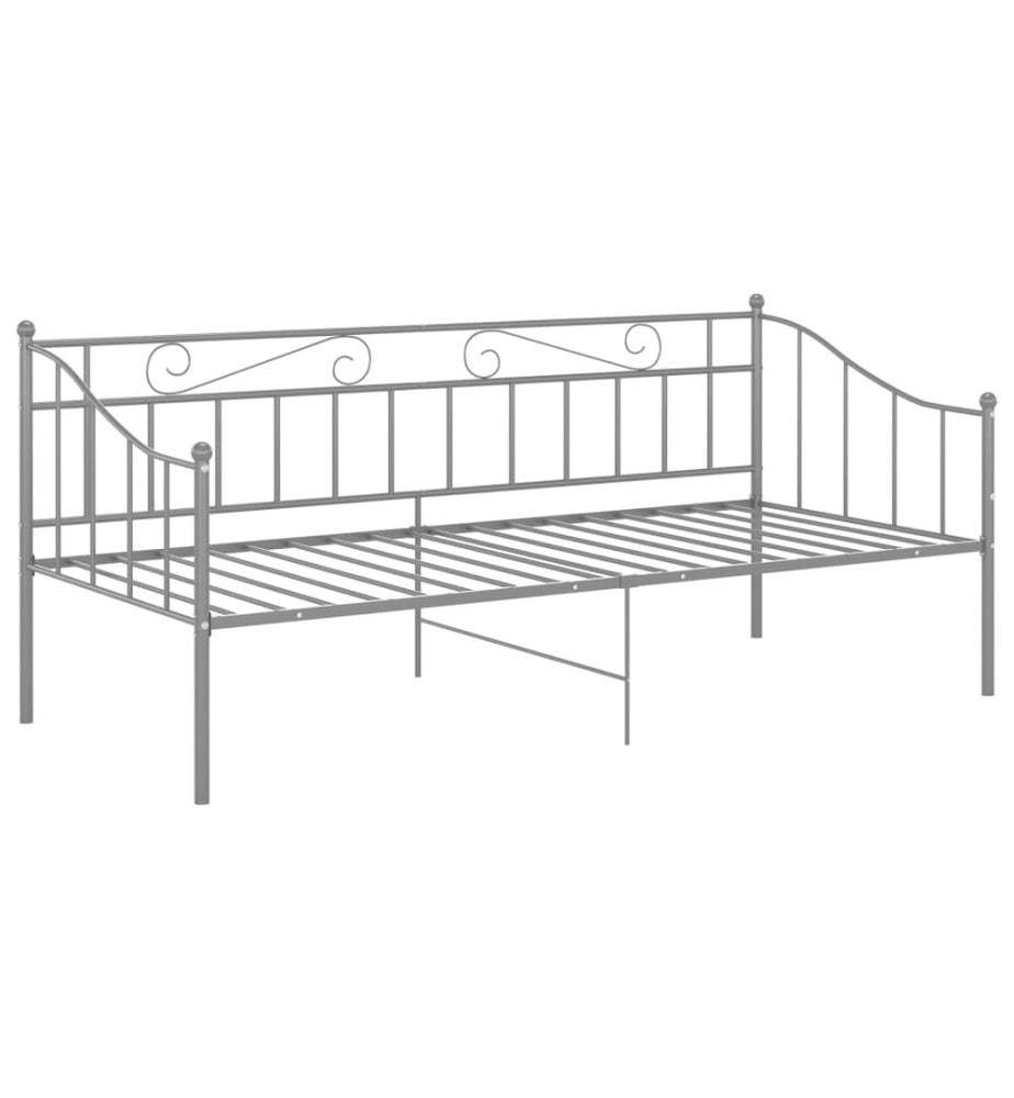 Cadre de canapé-lit sans matelas gris métal 90x200 cm