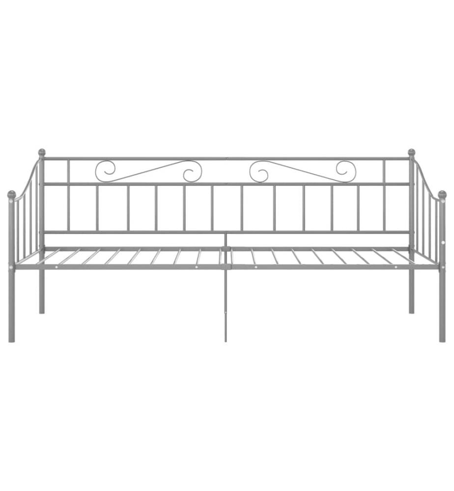 Cadre de canapé-lit sans matelas gris métal 90x200 cm
