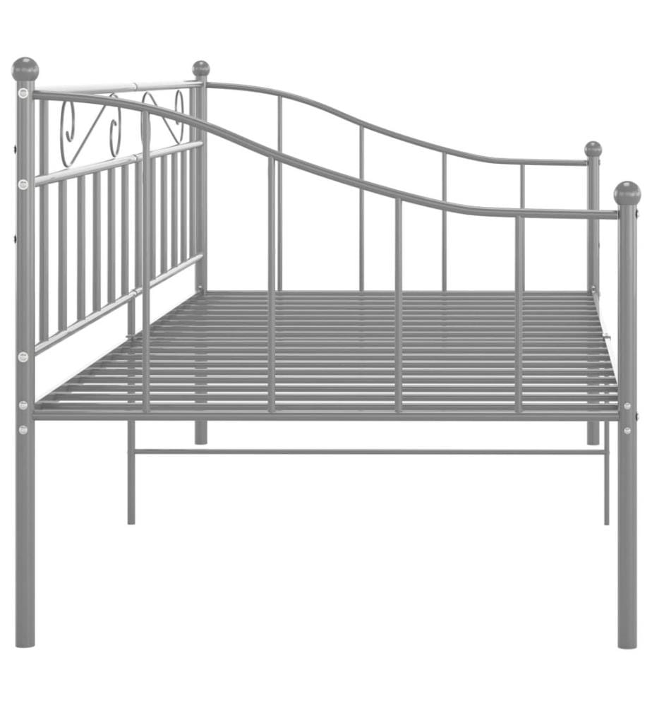 Cadre de canapé-lit sans matelas gris métal 90x200 cm