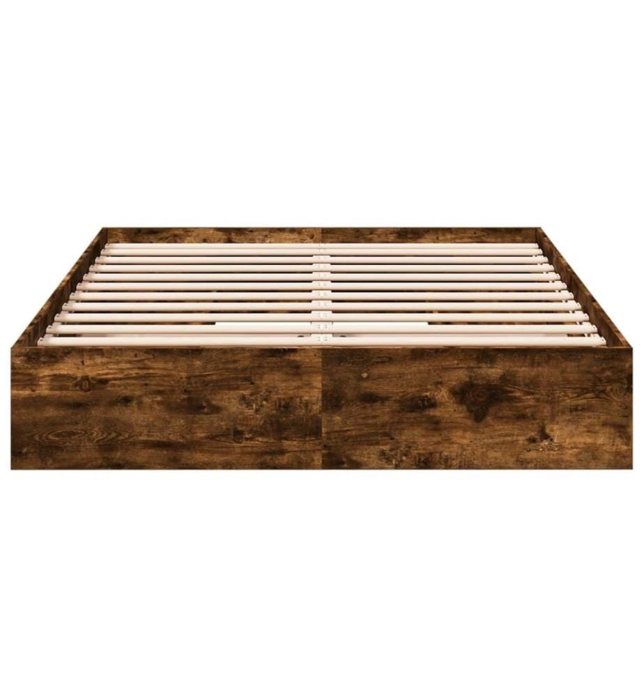 Cadre de lit avec tiroirs sans matelas chêne fumé 160x200 cm