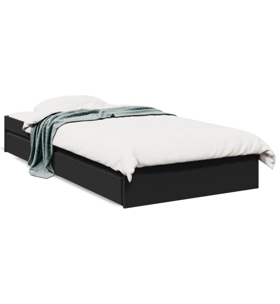 Bettgestell mit Schubladen Schwarz 90x190 cm Holzwerkstoff