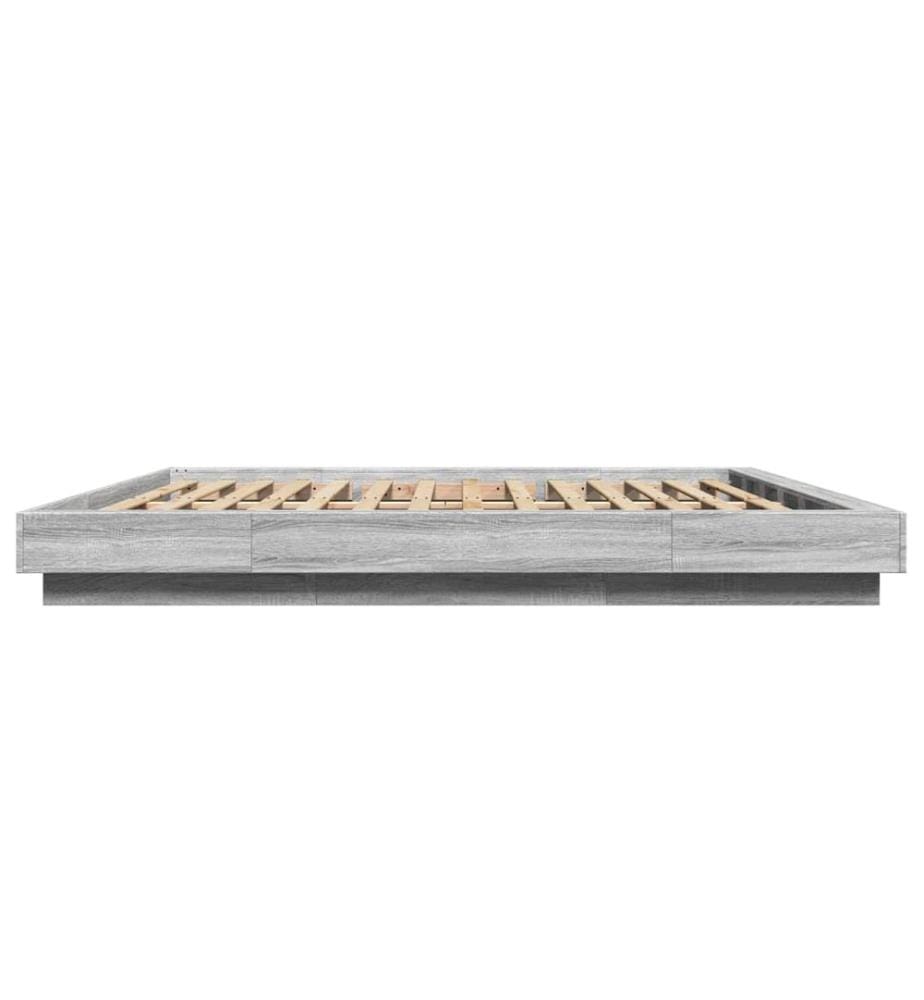 Bettgestell Grau Sonoma 200x200 cm Holzwerkstoff