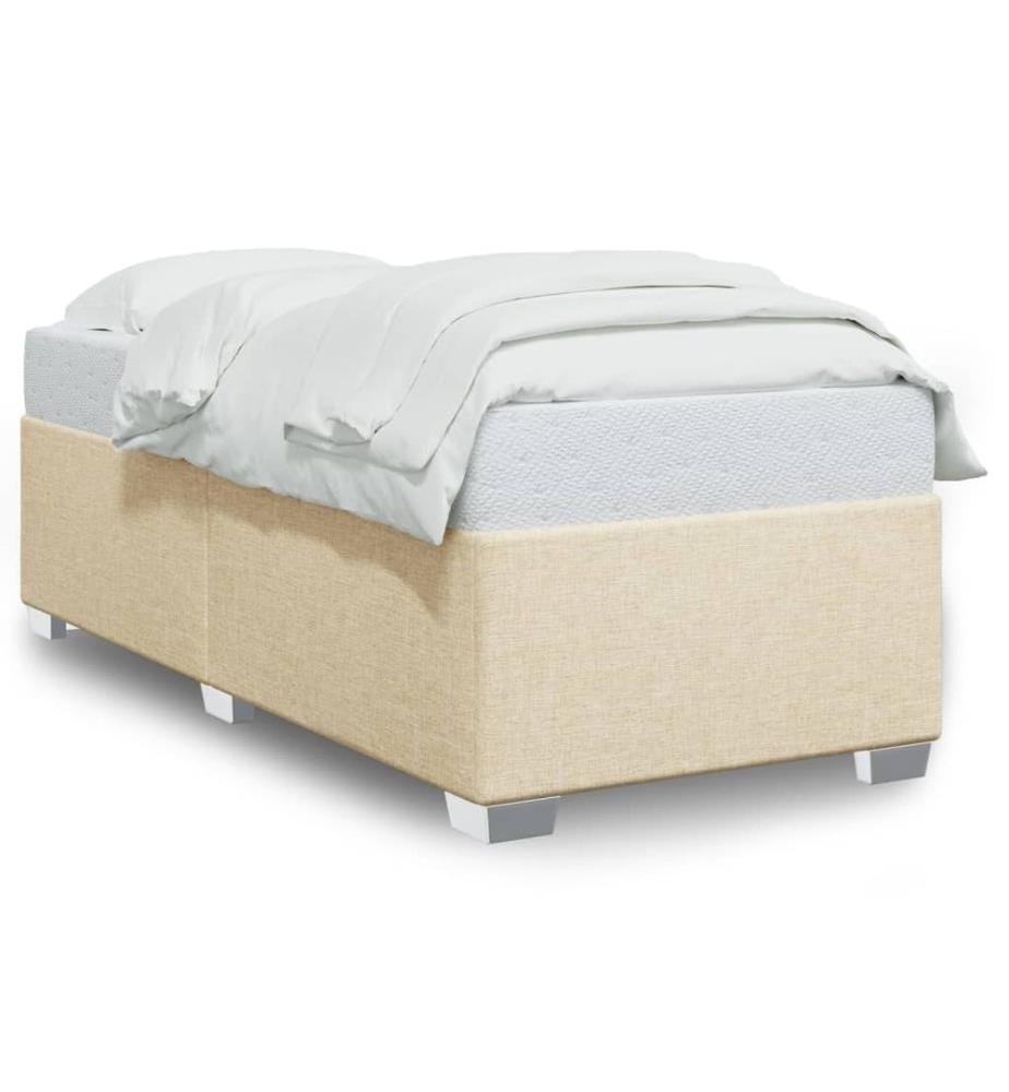 Cadre de lit sans matelas crème 100x200 cm tissu