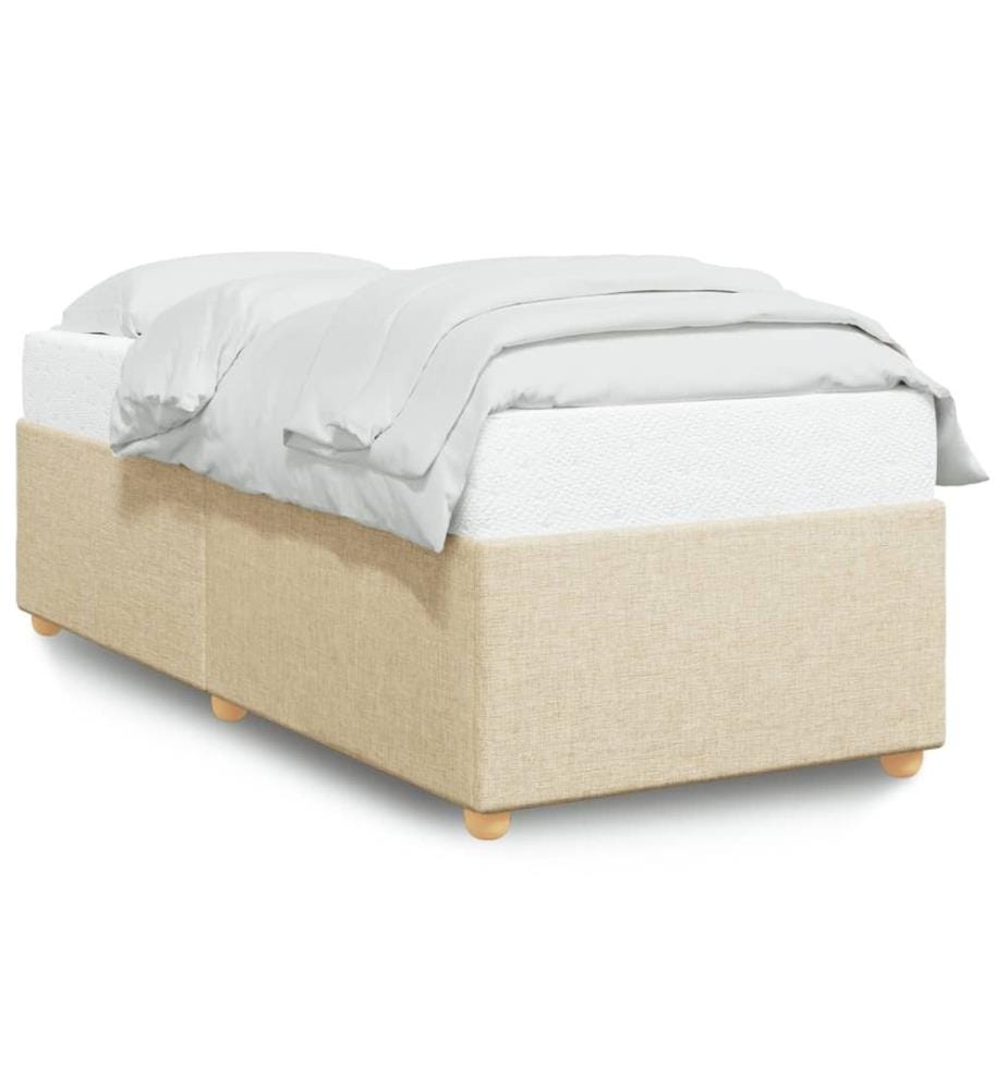 Cadre de lit sans matelas crème 100x200 cm tissu