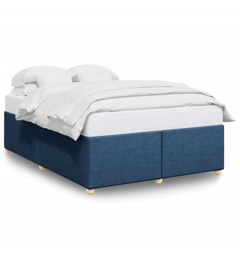 Cadre de lit sans matelas bleu 160x200 cm tissu