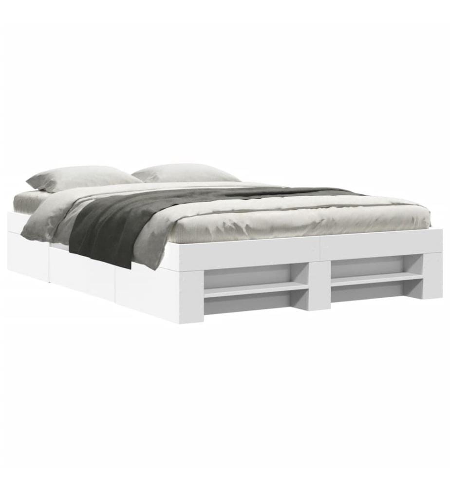 Cadre de lit sans matelas blanc 140x190 cm bois d'ingénierie