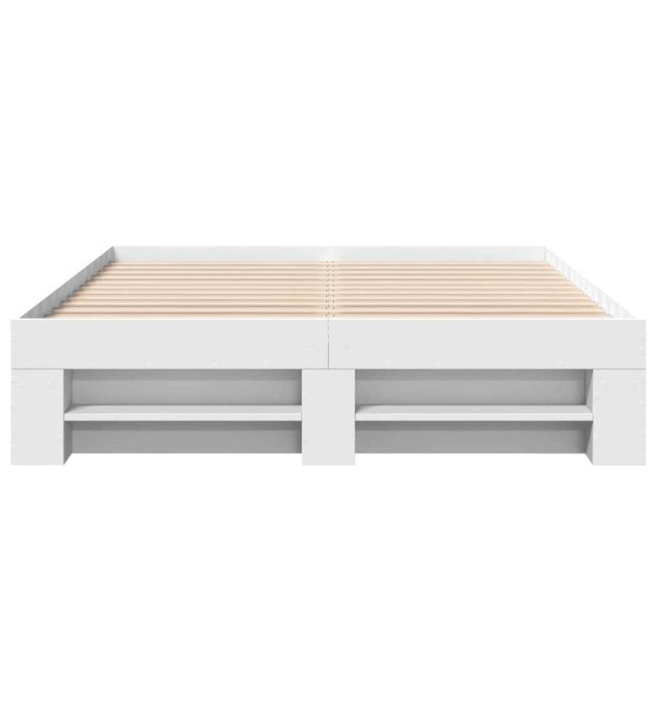Cadre de lit sans matelas blanc 140x190 cm bois d'ingénierie