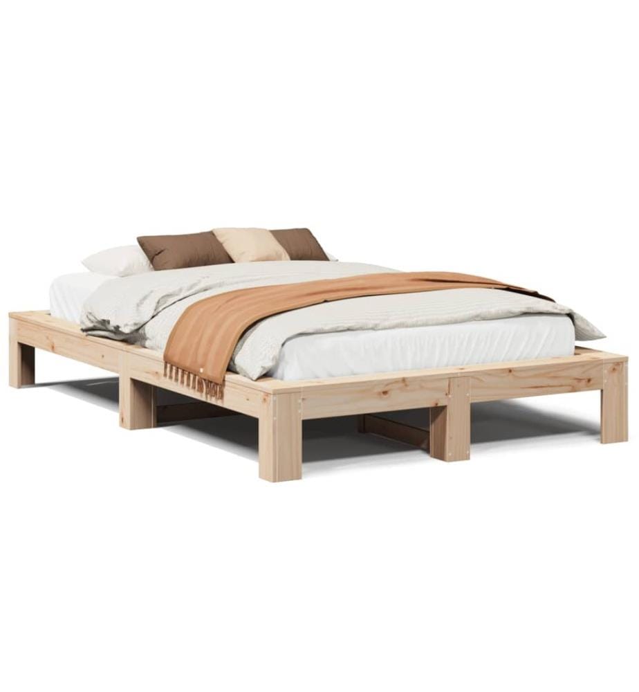 Cadre de lit sans matelas 135x190 cm bois de pin massif