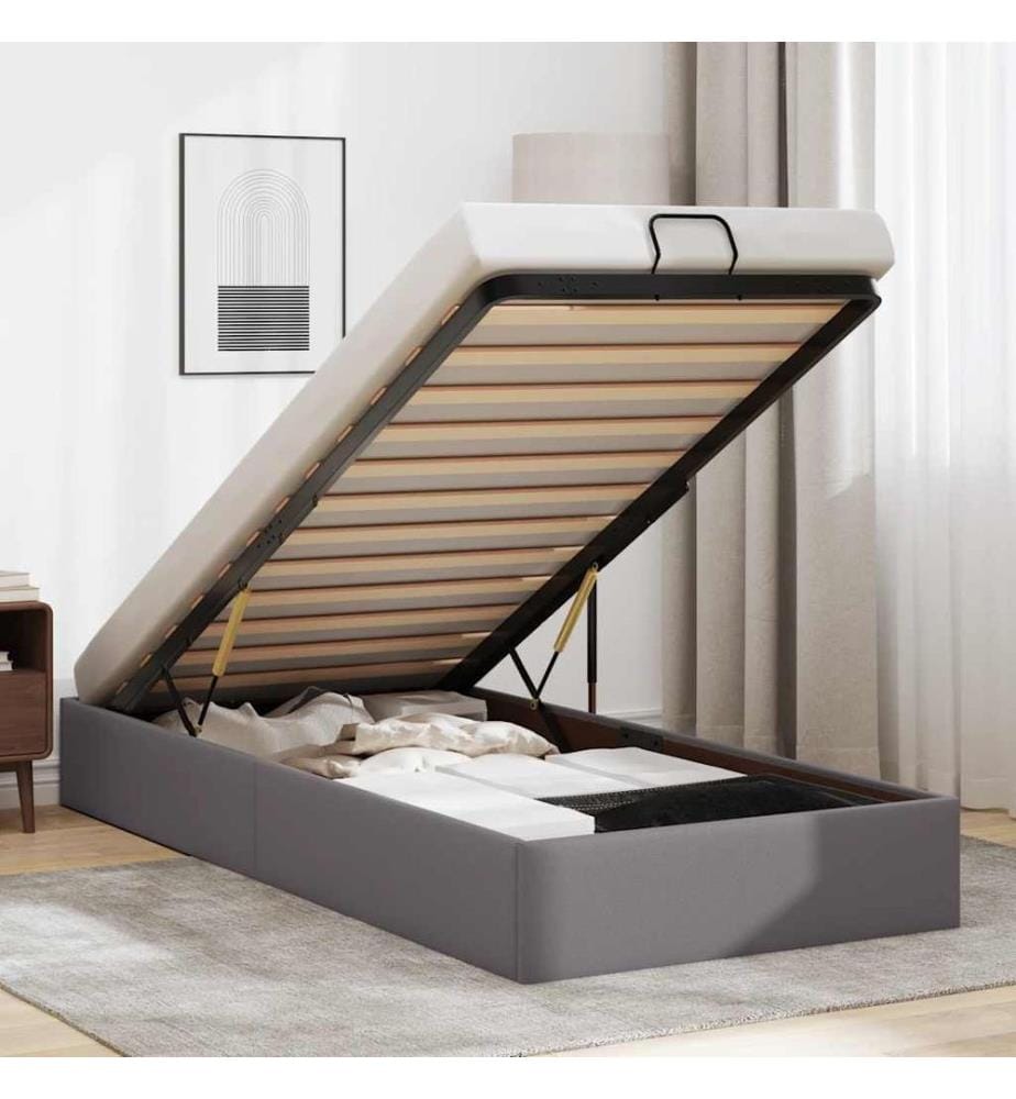Ottoman-Bett ohne Matratze Grau 90x200 cm Kunstleder