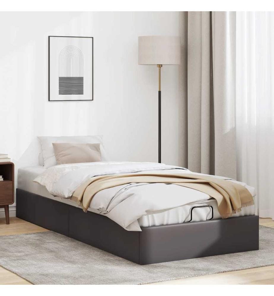 Ottoman-Bett ohne Matratze Grau 90x200 cm Kunstleder