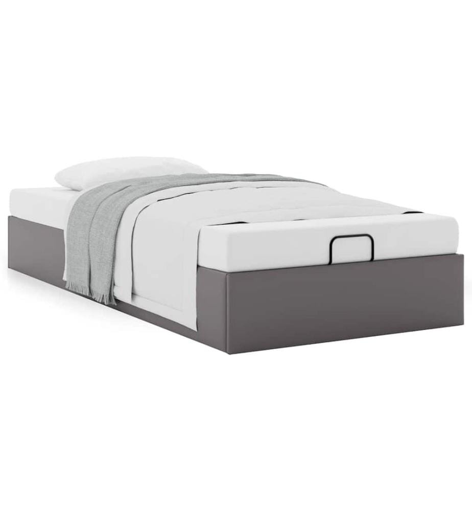 Ottoman-Bett ohne Matratze Grau 90x200 cm Kunstleder