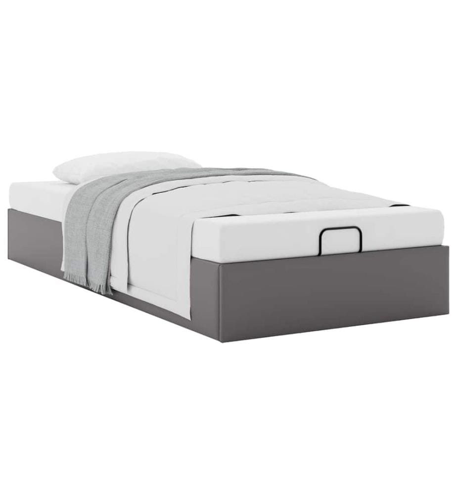 Ottoman-Bett ohne Matratze Grau 90x200 cm Kunstleder