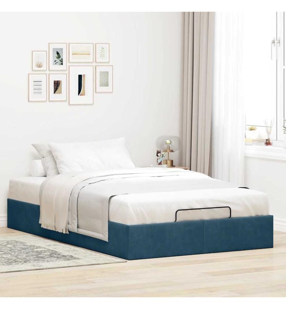 Ottoman-Bett ohne Matratze Dunkelblau 120x200 cm Samt