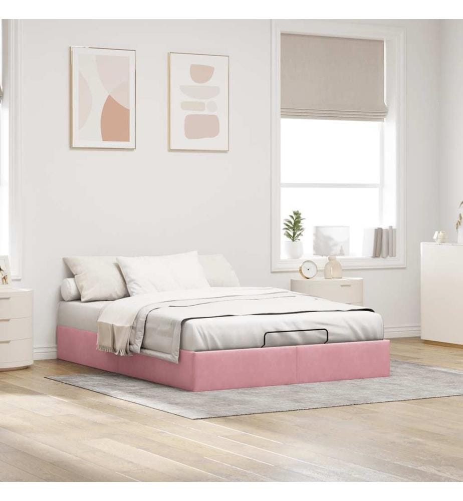 Ottoman-Bett ohne Matratze Rosa 140x190 cm Samt