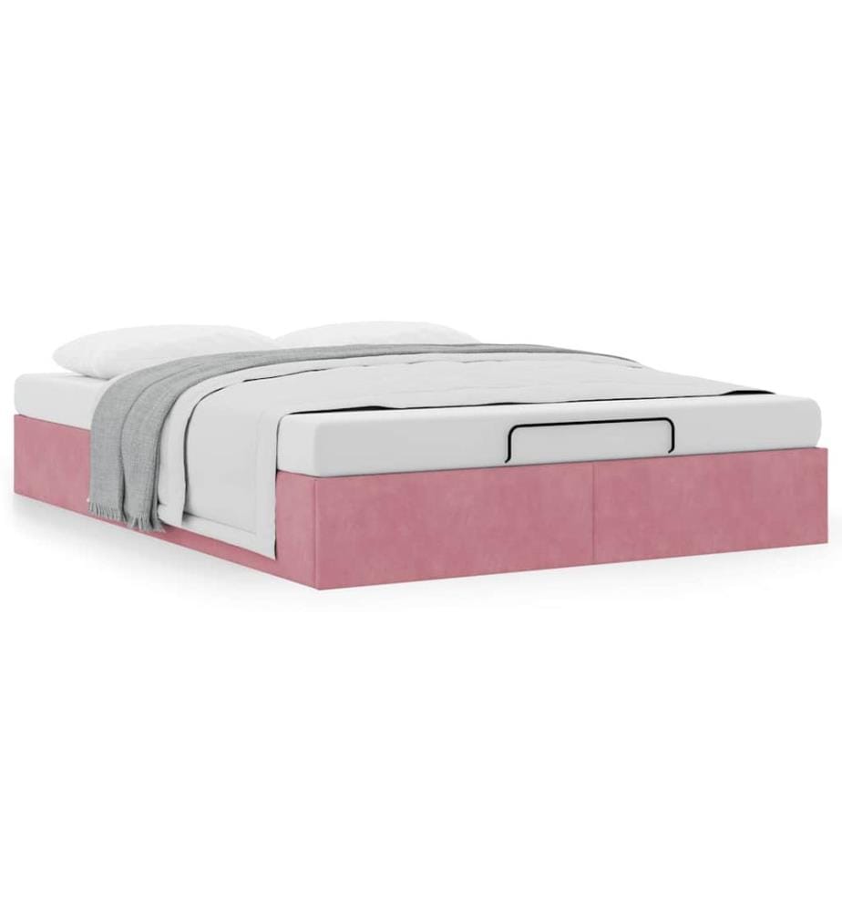 Ottoman-Bett ohne Matratze Rosa 140x190 cm Samt