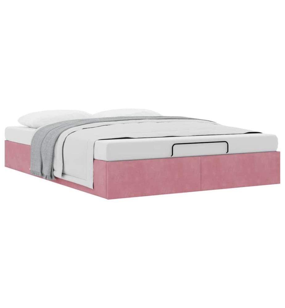 Ottoman-Bett ohne Matratze Rosa 140x190 cm Samt