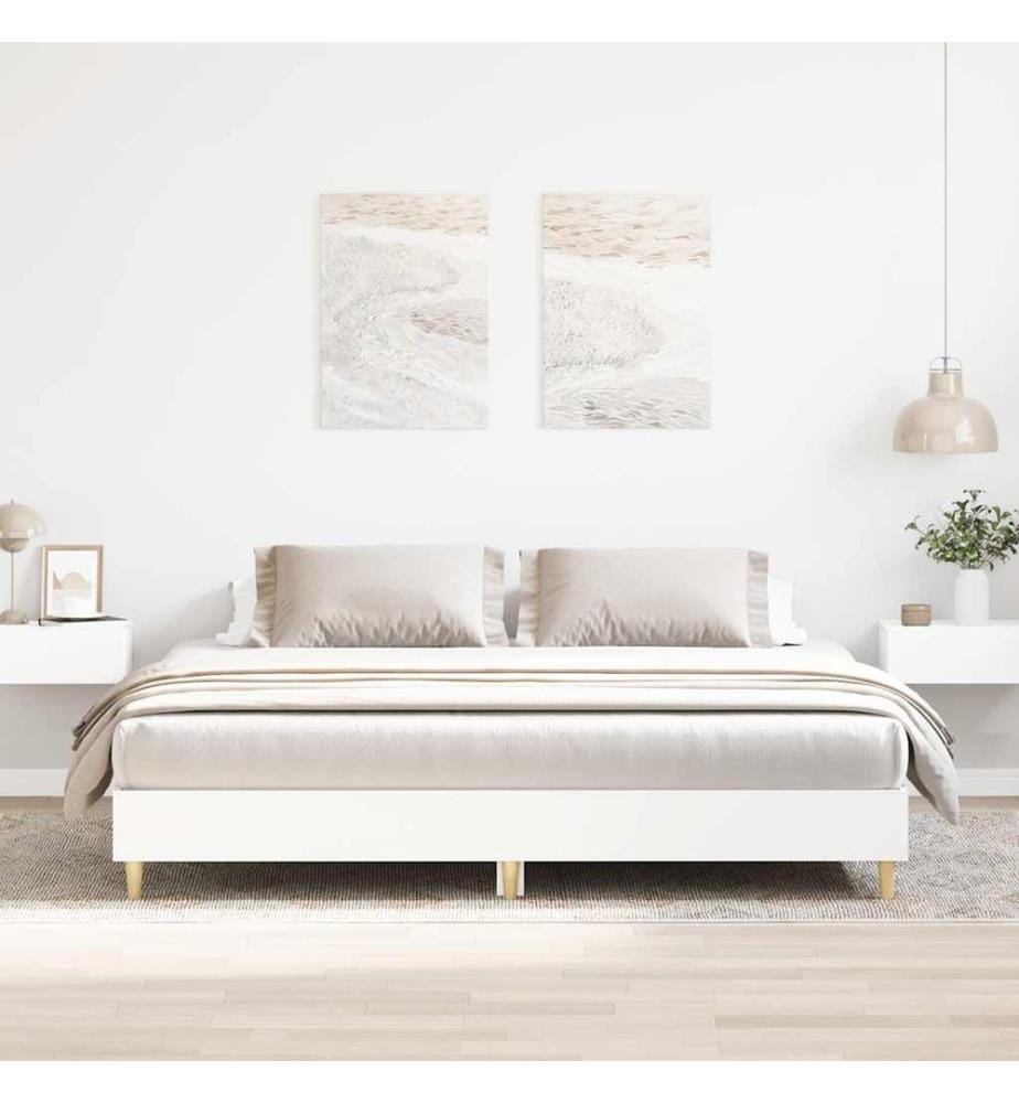 Cadre de lit sans matelas blanc 160x200 cm bois d'ingénierie
