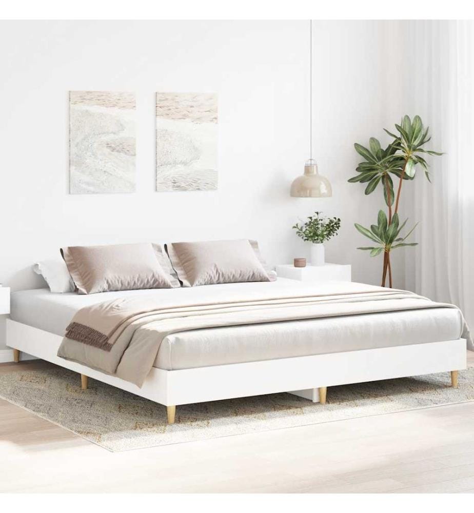 Cadre de lit sans matelas blanc 160x200 cm bois d'ingénierie