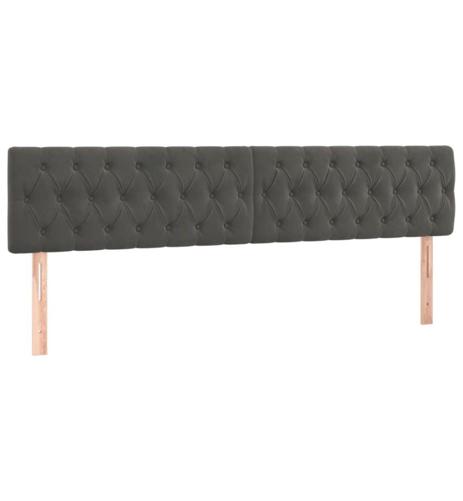 Têtes de lit 2 pcs Gris foncé 90x7x78/88 cm Velours