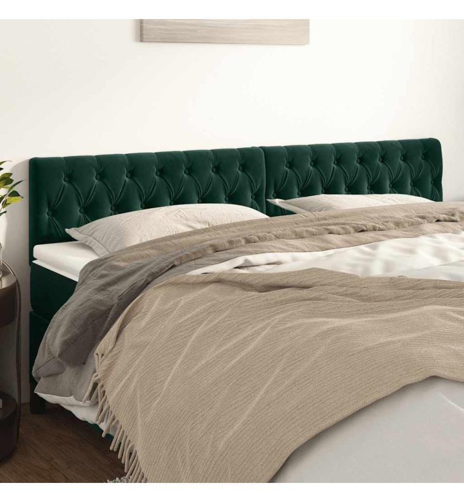 Têtes de lit 2 pcs Vert foncé 90x7x78/88 cm Velours