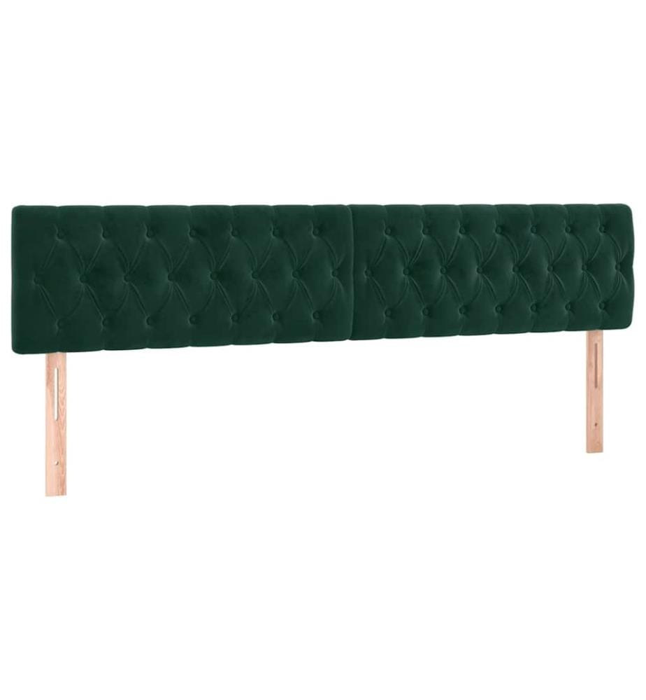 Têtes de lit 2 pcs Vert foncé 90x7x78/88 cm Velours