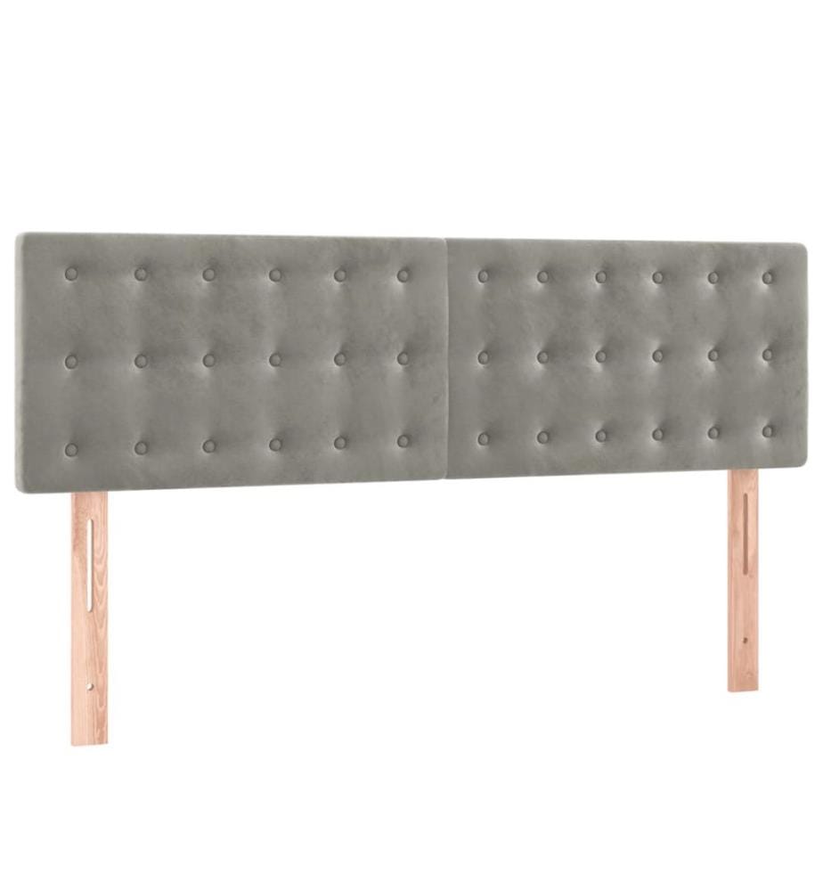 Têtes de lit 2 pcs Gris clair 72x5x78/88 cm Velours