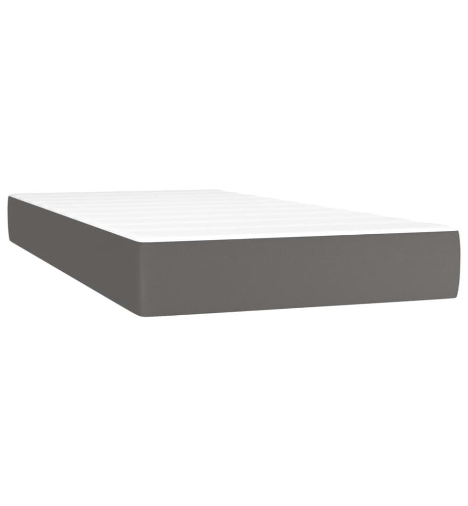 Taschenfederkernmatratze Mittel Grau 90x200x20 cm Kunstleder