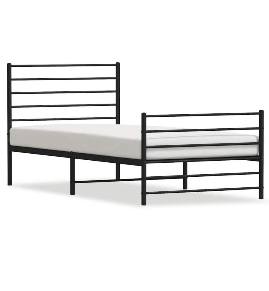 Bettgestell mit Kopf- und Fussteil Metall Schwarz 90x200 cm
